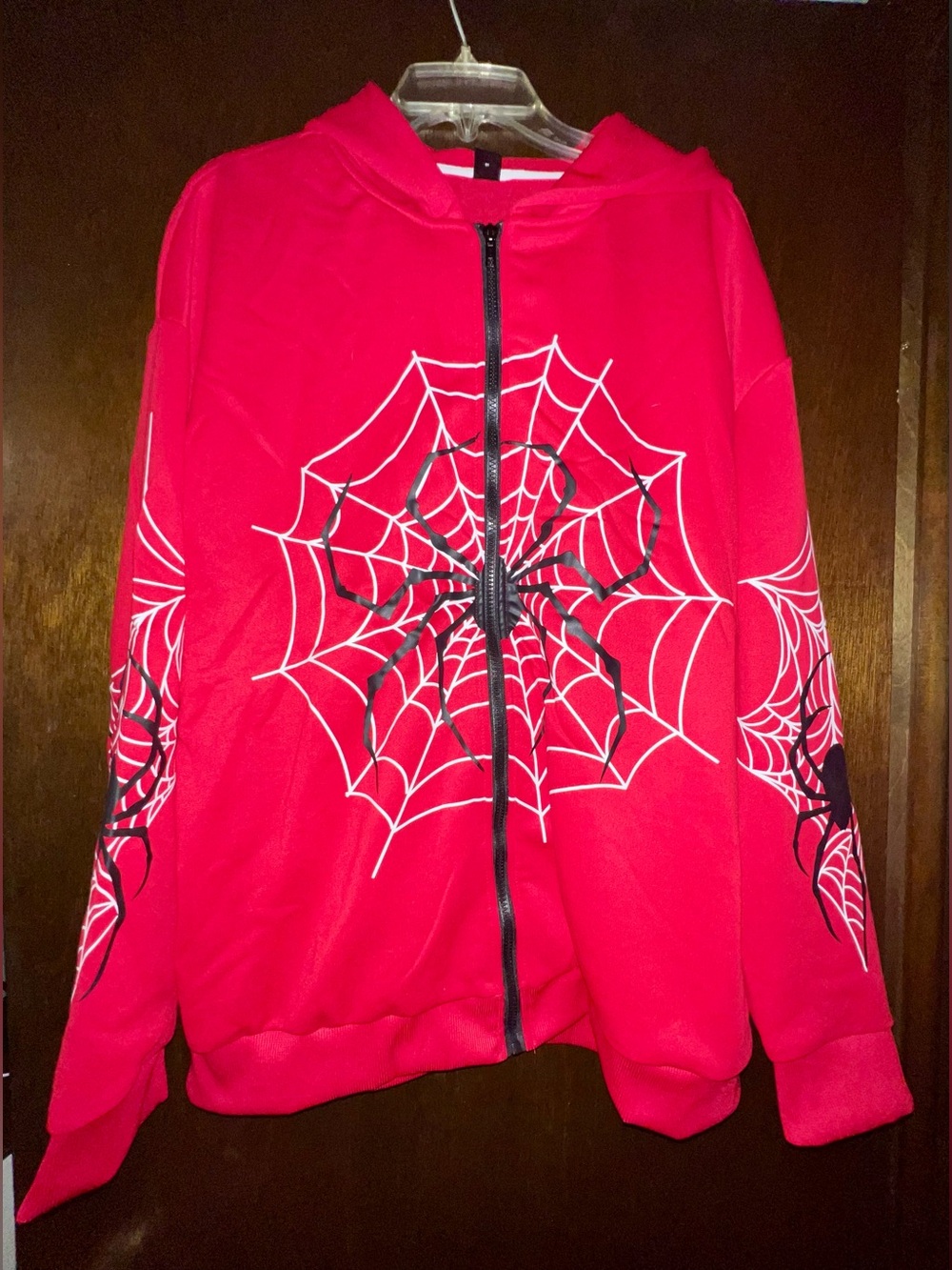 Red Spiderweb Zip-Up Hoodie